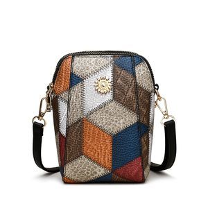 Leather Small Crossbody Bags Purses Vintage Color-Block Style Cell ;)